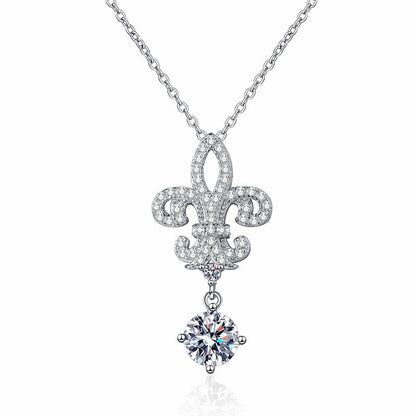 [Riva Jewelry]ROYAL FLEUR-DE-LIS MOISSANITE PENDANT NECKLACE