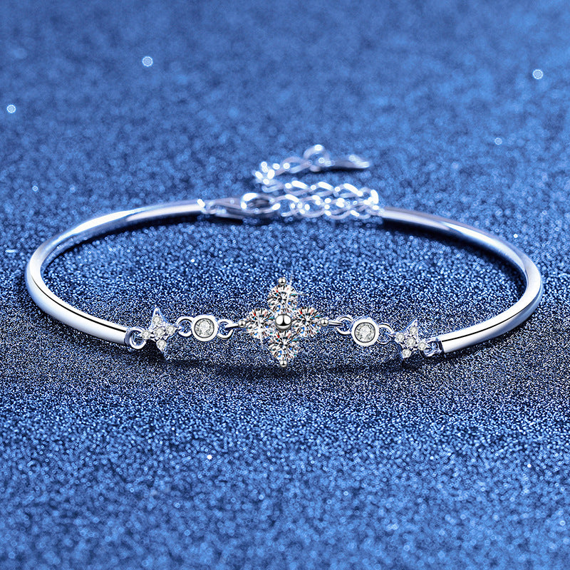 [Riva Jewelry]CLOVER & TWIN-STAR MOISSANITE BRACELET