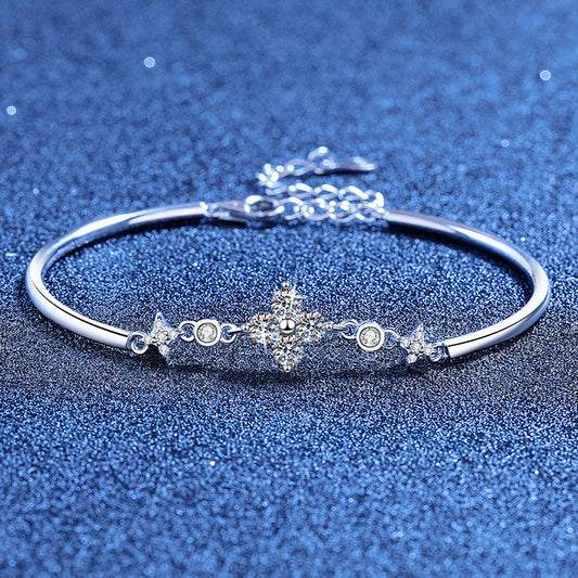 [Riva Jewelry]CLOVER & TWIN-STAR MOISSANITE BRACELET