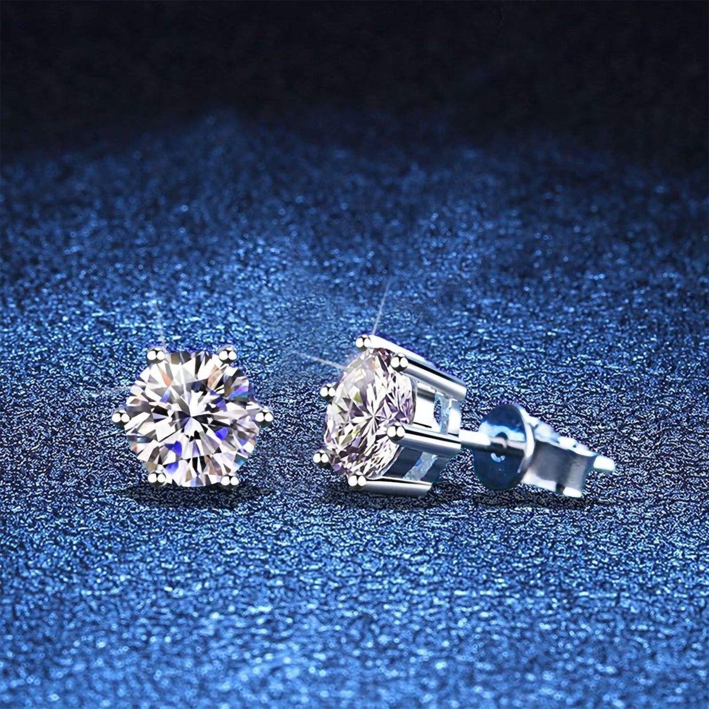 [Riva Jewelry]SIX-PRONG MOISSANITE EARRINGS