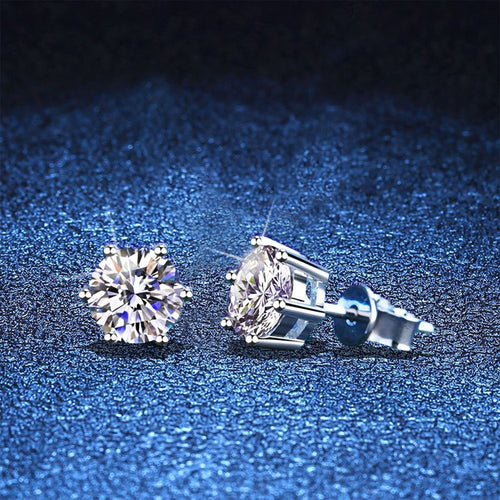 [Riva Jewelry]SIX-PRONG MOISSANITE EARRINGS