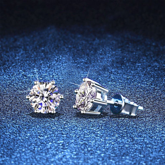 [Riva Jewelry]SIX-PRONG MOISSANITE EARRINGS
