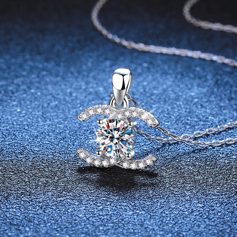 [Riva Jewelry]CLASSIC INTERLOCKING MOISSANITE PENDANT NECKLACE