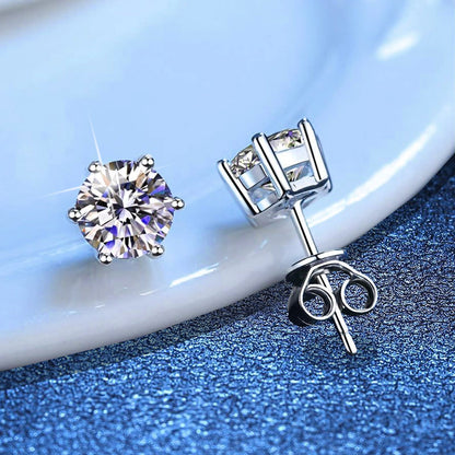 [Riva Jewelry]SIX-PRONG MOISSANITE EARRINGS