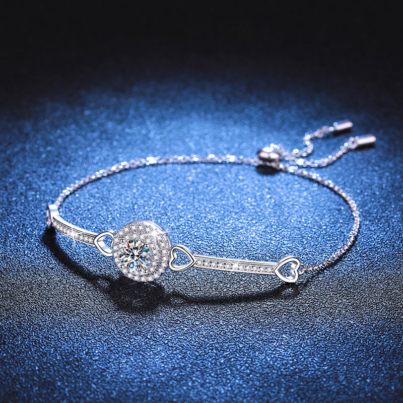 [Riva Jewelry]INTERLOCKING HEART & CIRCLE MOISSANITE BRACELET