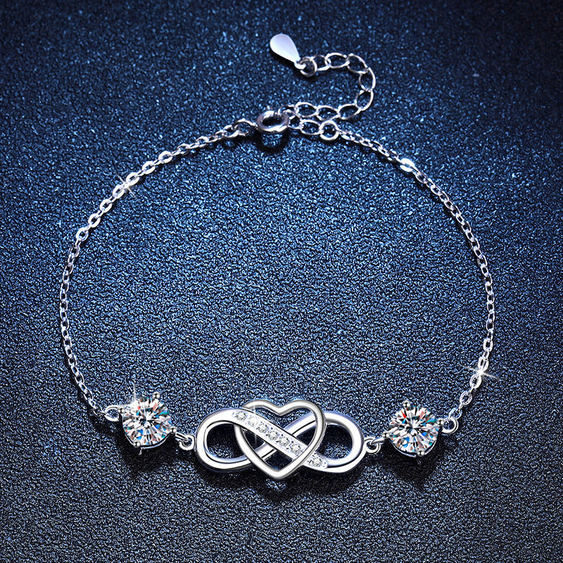 [Riva Jewelry]DOUBLE-STONE "LOVE LINK" MOISSANITE BRACELET
