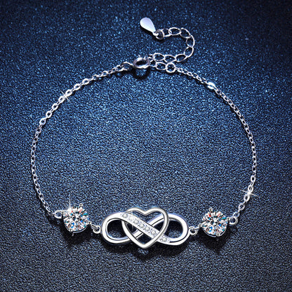 [Riva Jewelry]DOUBLE-STONE "LOVE LINK" MOISSANITE BRACELET