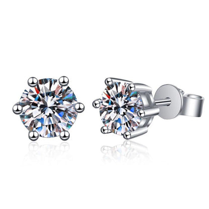 [Riva Jewelry]SIX-PRONG MOISSANITE EARRINGS