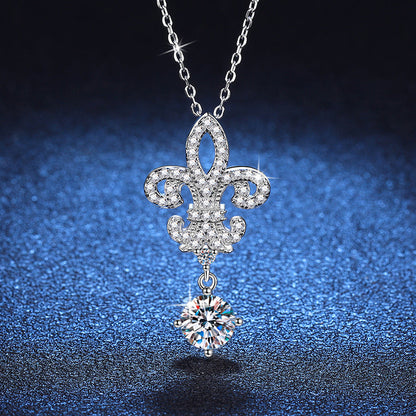 [Riva Jewelry]ROYAL FLEUR-DE-LIS MOISSANITE PENDANT NECKLACE