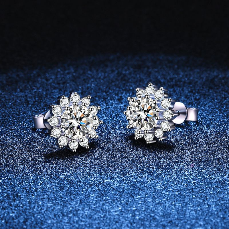 [Riva Jewelry]BLOOMING SUNFLOWER MOISSANITE STUD EARRINGS