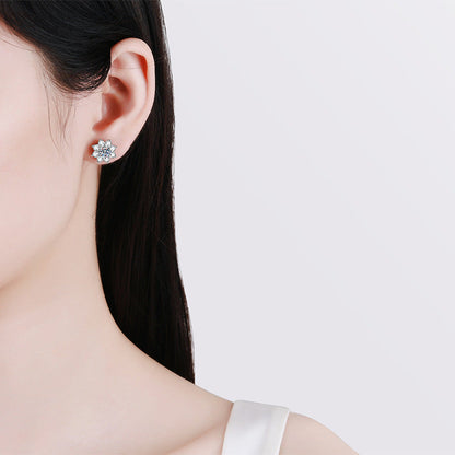 [Riva Jewelry]RADIANT SUNFLOWER MOISSANITE STUD EARRINGS
