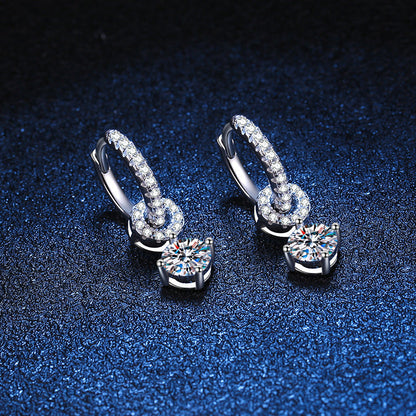 [Riva Jewelry]INTERLOCKING DOUBLE RING MOISSANITE DROP EARRINGS
