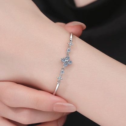[Riva Jewelry]CLOVER & TWIN-STAR MOISSANITE BRACELET