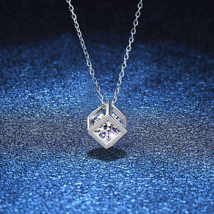 [Riva Jewelry]GEOMETRIC SUGAR-CUBE MOISSANITE NECKLACE