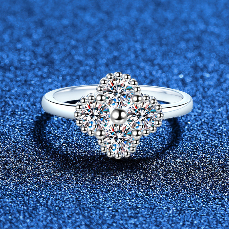 [Riva Jewelry]ELEGANT FOUR-LEAF CLOVER MOISSANITE RING