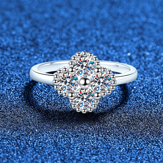 [Riva Jewelry]ELEGANT FOUR-LEAF CLOVER MOISSANITE RING