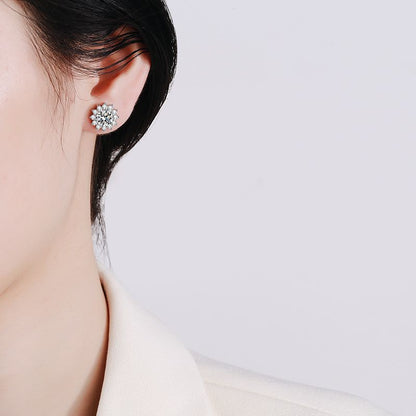 [Riva Jewelry]BLOOMING SUNFLOWER MOISSANITE STUD EARRINGS