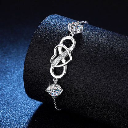 [Riva Jewelry]DOUBLE-STONE "LOVE LINK" MOISSANITE BRACELET