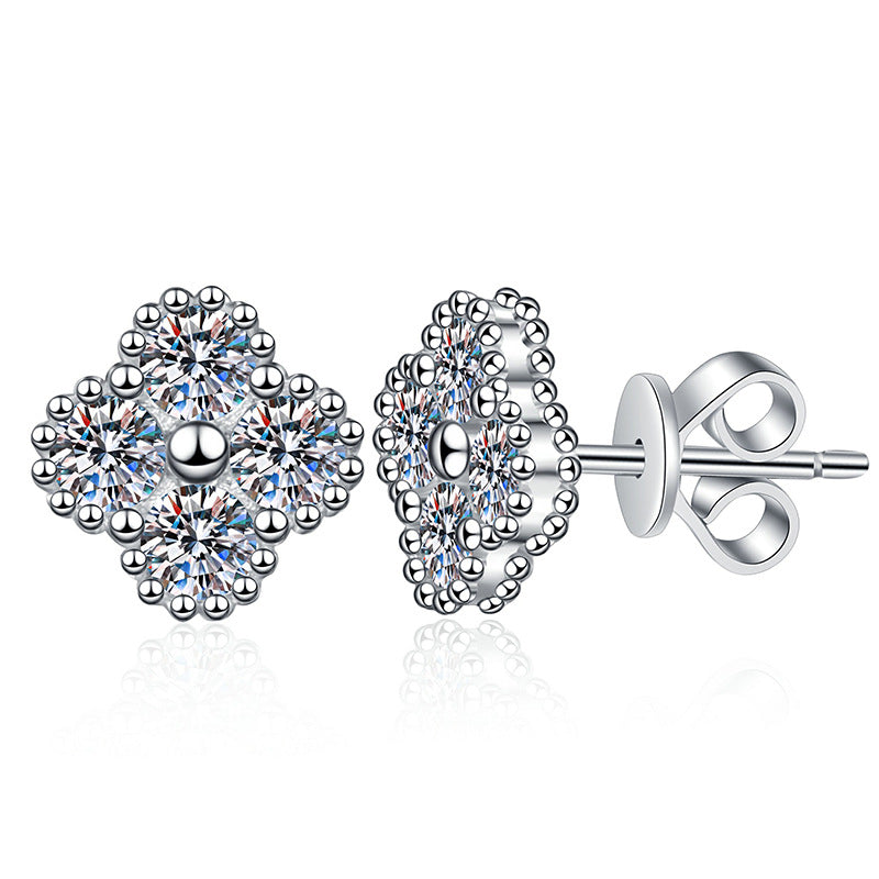 [Riva Jewelry]ELEGANT FOUR-LEAF CLOVER MOISSANITE STUD EARRINGS