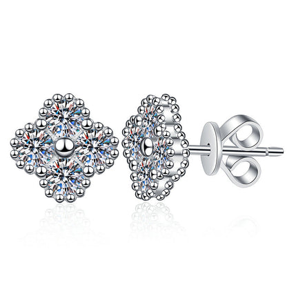 [Riva Jewelry]ELEGANT FOUR-LEAF CLOVER MOISSANITE STUD EARRINGS