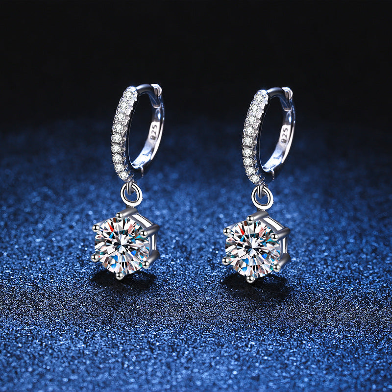 [Riva Jewelry]CLASSIC 6-PRONG MOISSANITE DROP EARRINGS