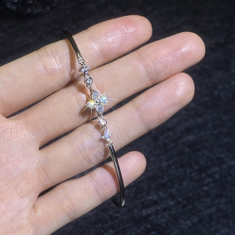 [Riva Jewelry]CLOVER & TWIN-STAR MOISSANITE BRACELET