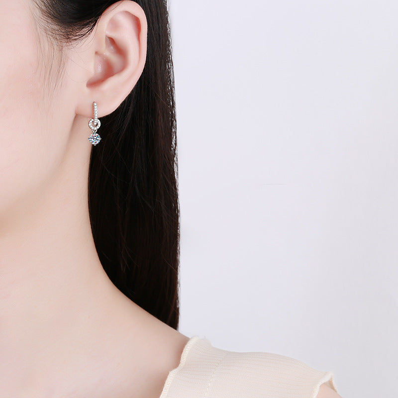 [Riva Jewelry]INTERLOCKING DOUBLE RING MOISSANITE DROP EARRINGS