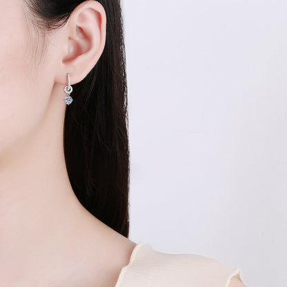 [Riva Jewelry]INTERLOCKING DOUBLE RING MOISSANITE DROP EARRINGS