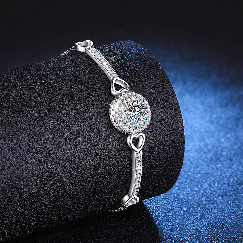 [Riva Jewelry]INTERLOCKING HEART & CIRCLE MOISSANITE BRACELET