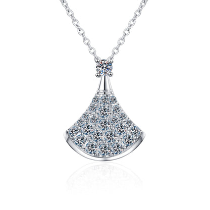 [Riva Jewelry]ELEGANT FAN-SHAPED MOISSANITE PENDANT NECKLACE