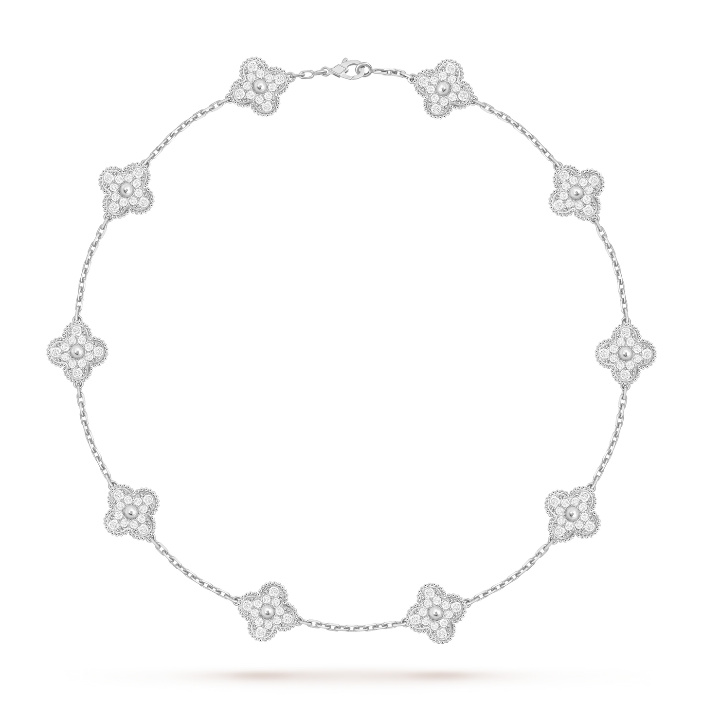 [Riva Jewelry]CLASSIC LUCKY 10-MOTIF CLOVER NECKLACE WHITE GOLD COLLECTION