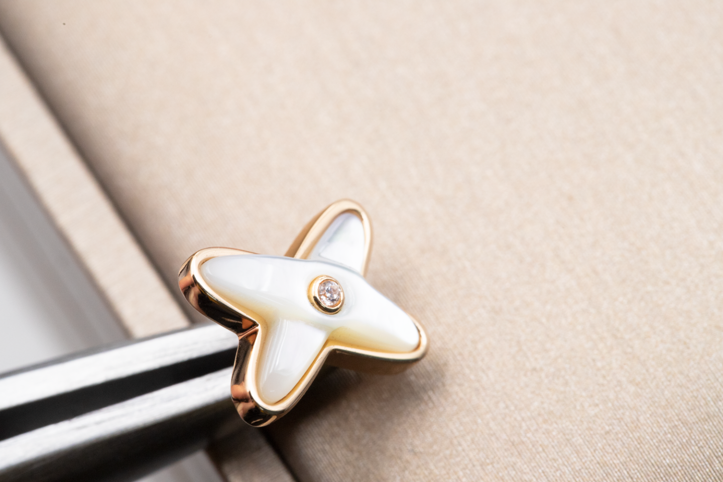 [Riva Jewelry]JEUX DE WHITE MOP ROSE GOLD DIAMOND EARRINGS