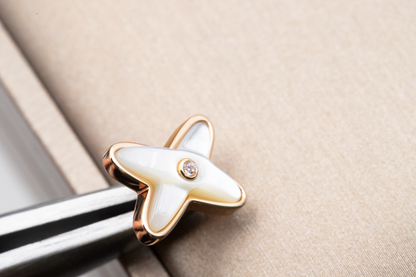 [Riva Jewelry]JEUX DE WHITE MOP ROSE GOLD DIAMOND EARRINGS