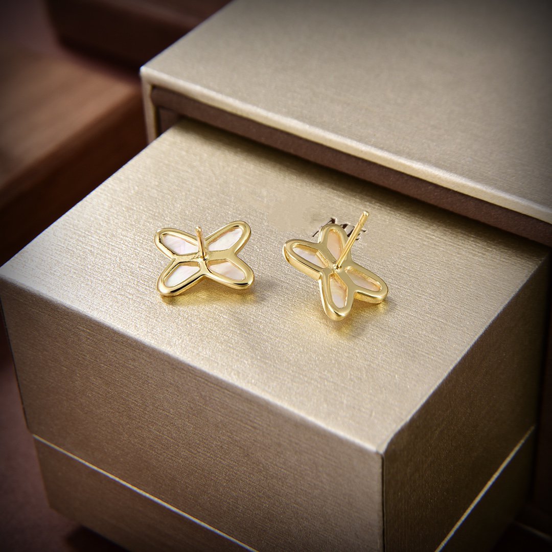 [Riva Jewelry]JEUX DE WHITE MOP GOLD DIAMOND EARRINGS