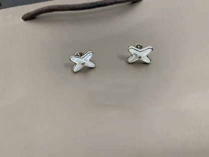[Riva Jewelry]JEUX DE WHITE MOP SILVER DIAMOND EARRINGS