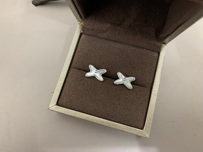 [Riva Jewelry]JEUX DE WHITE MOP SILVER DIAMOND EARRINGS