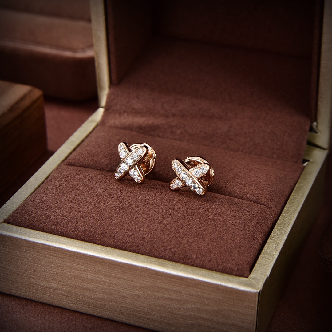 [Riva Jewelry]JEUX DE GOLD DIAMOND EARRINGS