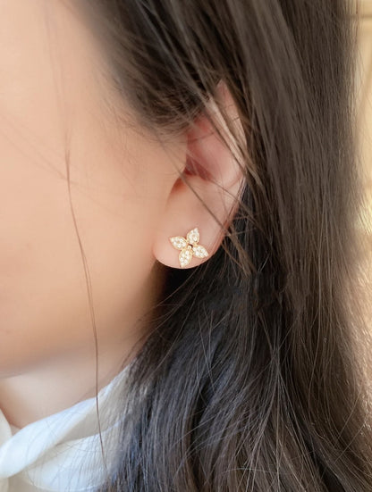[Riva Jewelry]STAR BLOSSOM STUD EARRINGS ROSE GOLD DIAMONDS
