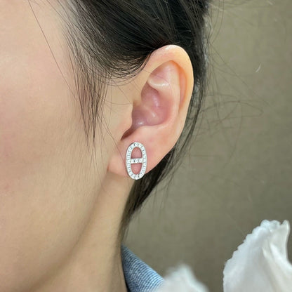 [Riva Jewelry]HM FULL DIAMOND PIG NOSE STUD EARRINGS