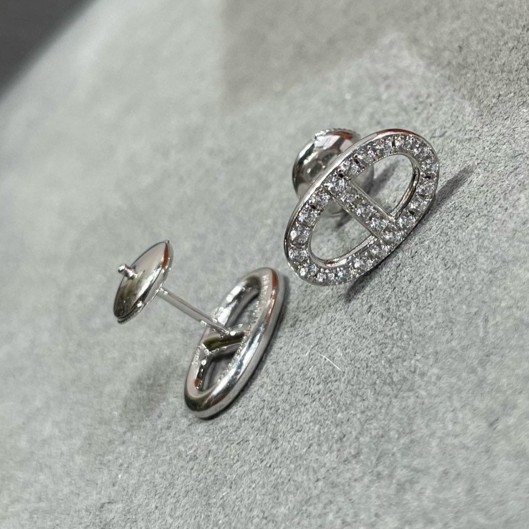 [Riva Jewelry]HM FULL DIAMOND PIG NOSE STUD EARRINGS