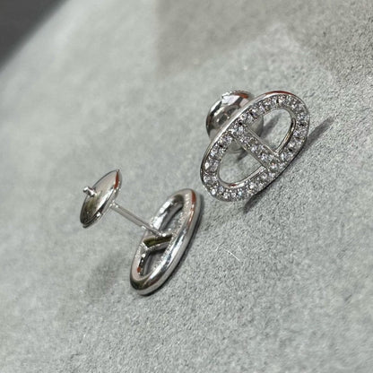 [Riva Jewelry]HM FULL DIAMOND PIG NOSE STUD EARRINGS
