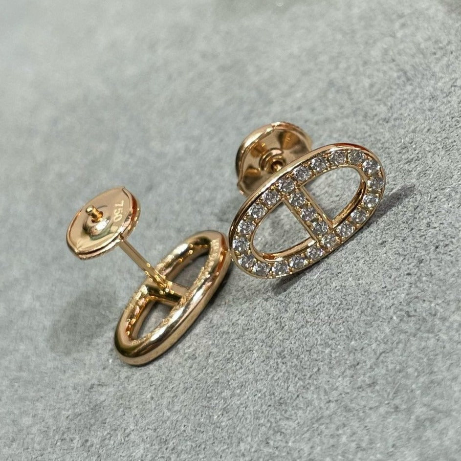 [Riva Jewelry]HM FULL DIAMOND PIG NOSE STUD EARRINGS