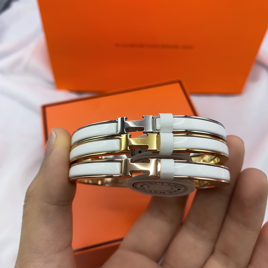 [Riva Jewelry]CLASSIC HM CLIC WHITE 8MM ENAMEL BRACELET