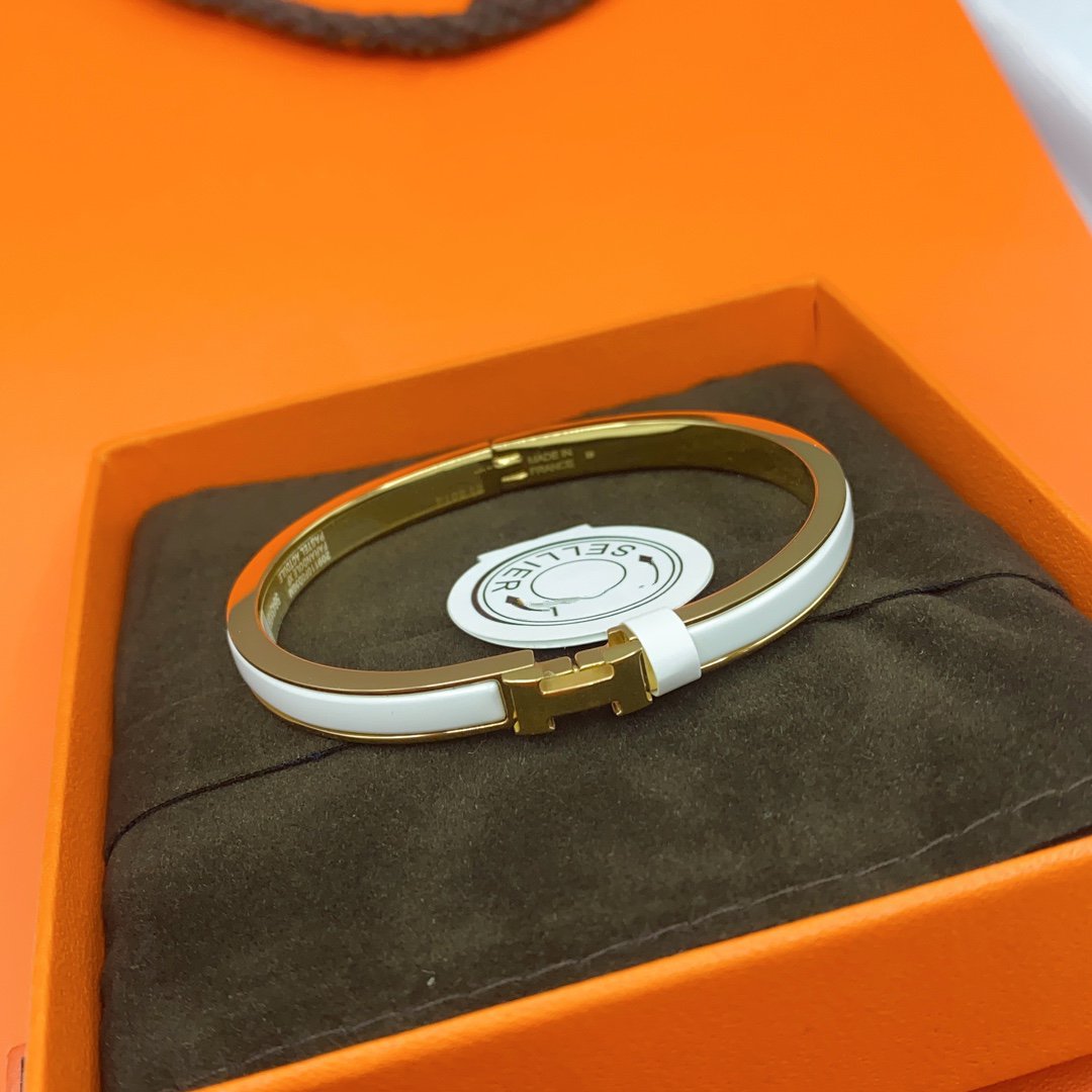 [Riva Jewelry]CLASSIC HM CLIC WHITE 8MM ENAMEL BRACELET