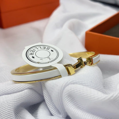 [Riva Jewelry]CLASSIC HM CLIC WHITE 8MM ENAMEL BRACELET