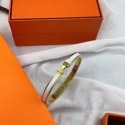 [Riva Jewelry]CLASSIC HM CLIC WHITE 8MM ENAMEL BRACELET