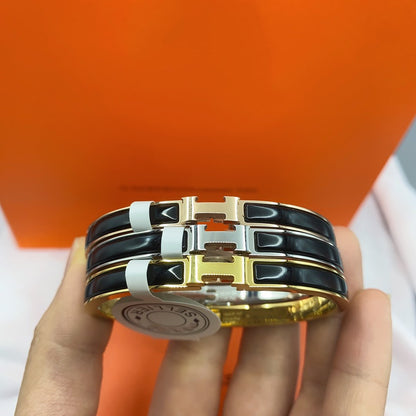 [Riva Jewelry]CLASSIC HM CLIC BLACK 8MM ENAMEL BRACELET