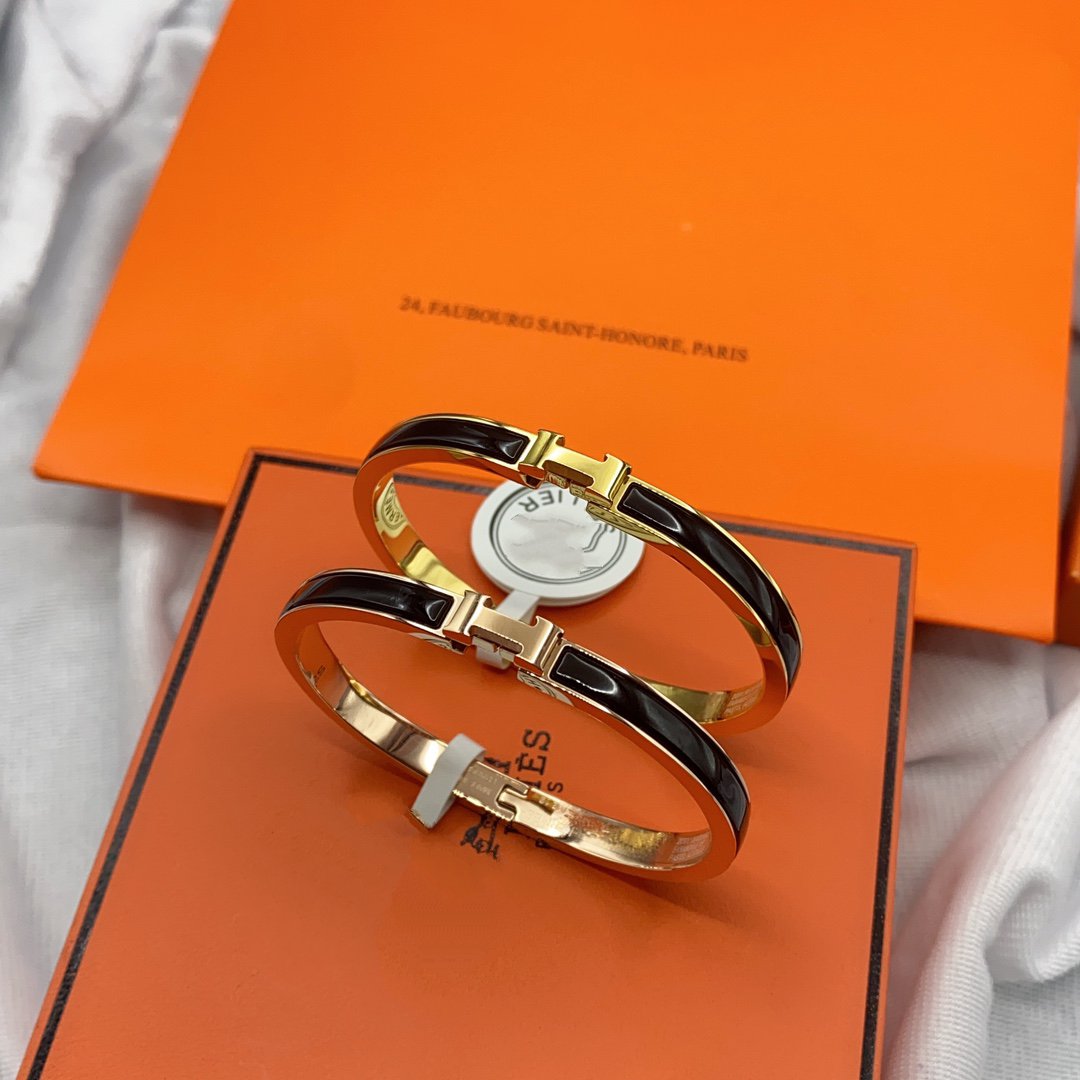 [Riva Jewelry]CLASSIC HM CLIC BLACK 8MM ENAMEL BRACELET