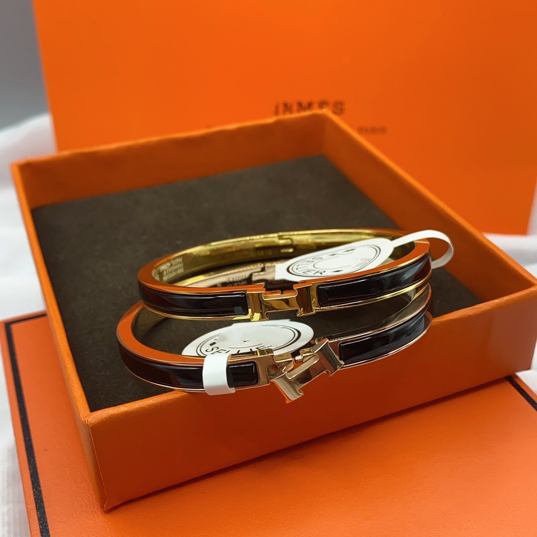 [Riva Jewelry]CLASSIC HM CLIC BLACK 8MM ENAMEL BRACELET