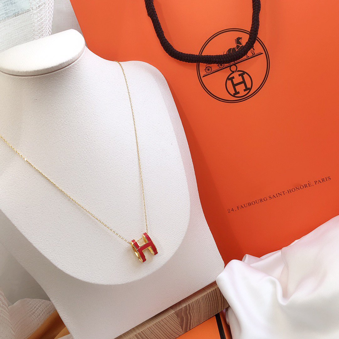 [Riva Jewelry]HM CLIC RED ENAMEL GOLD NECKLACE